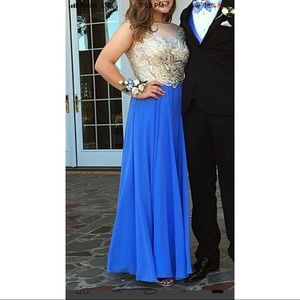 Blue and gold prom dress worn once